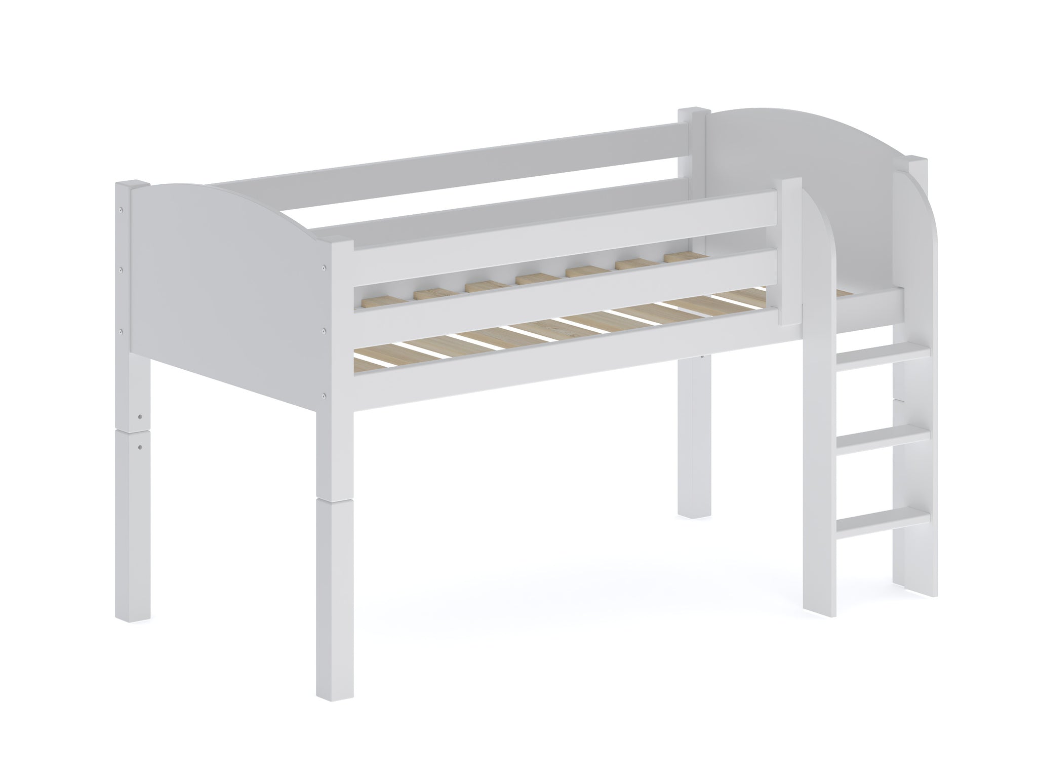 Kids Mid Sleeper Cabin Bed with Pull Out Desk, Cupboard & Shelf ...